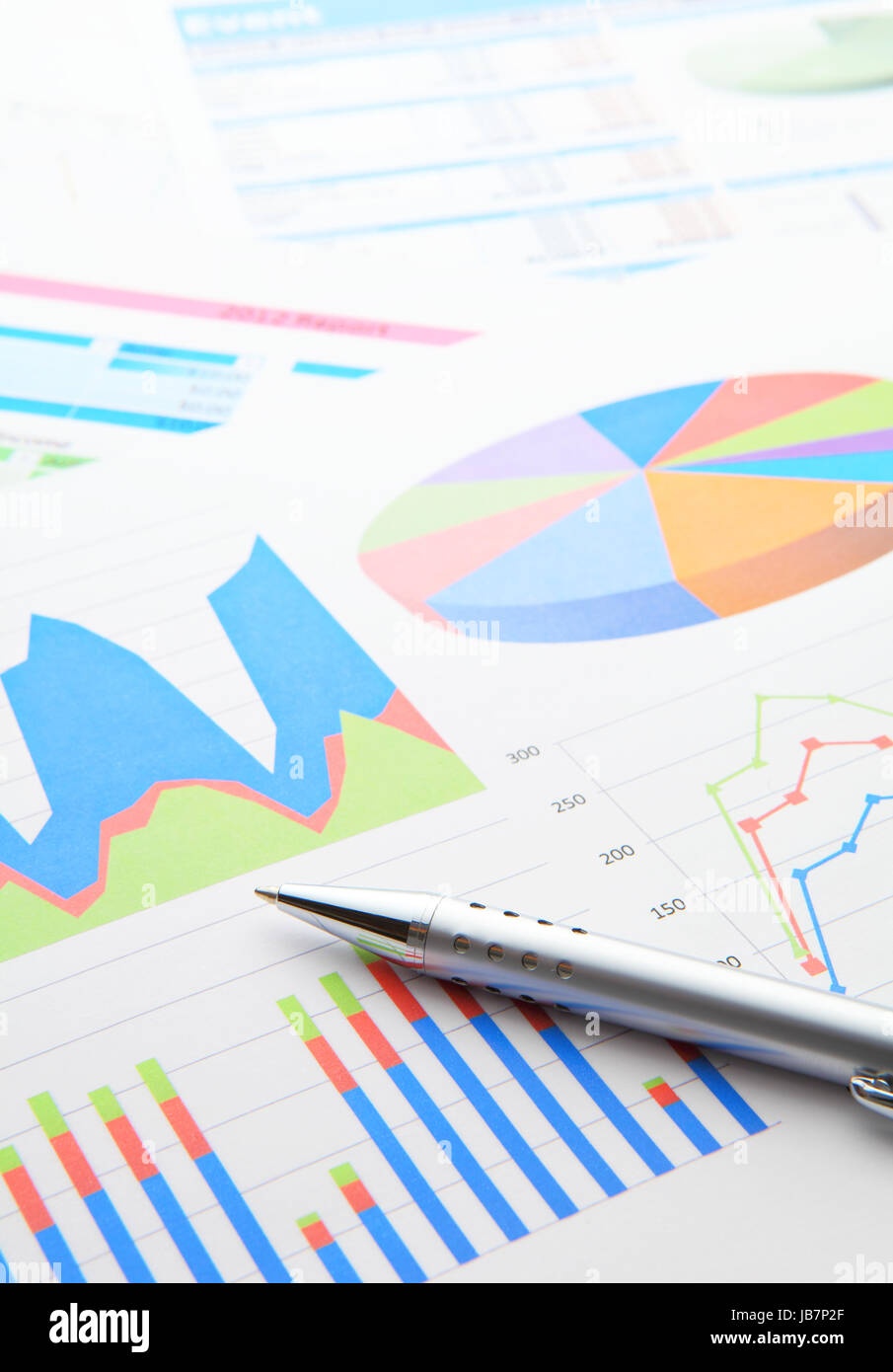 Data chart and pen Stock Photo Alamy
