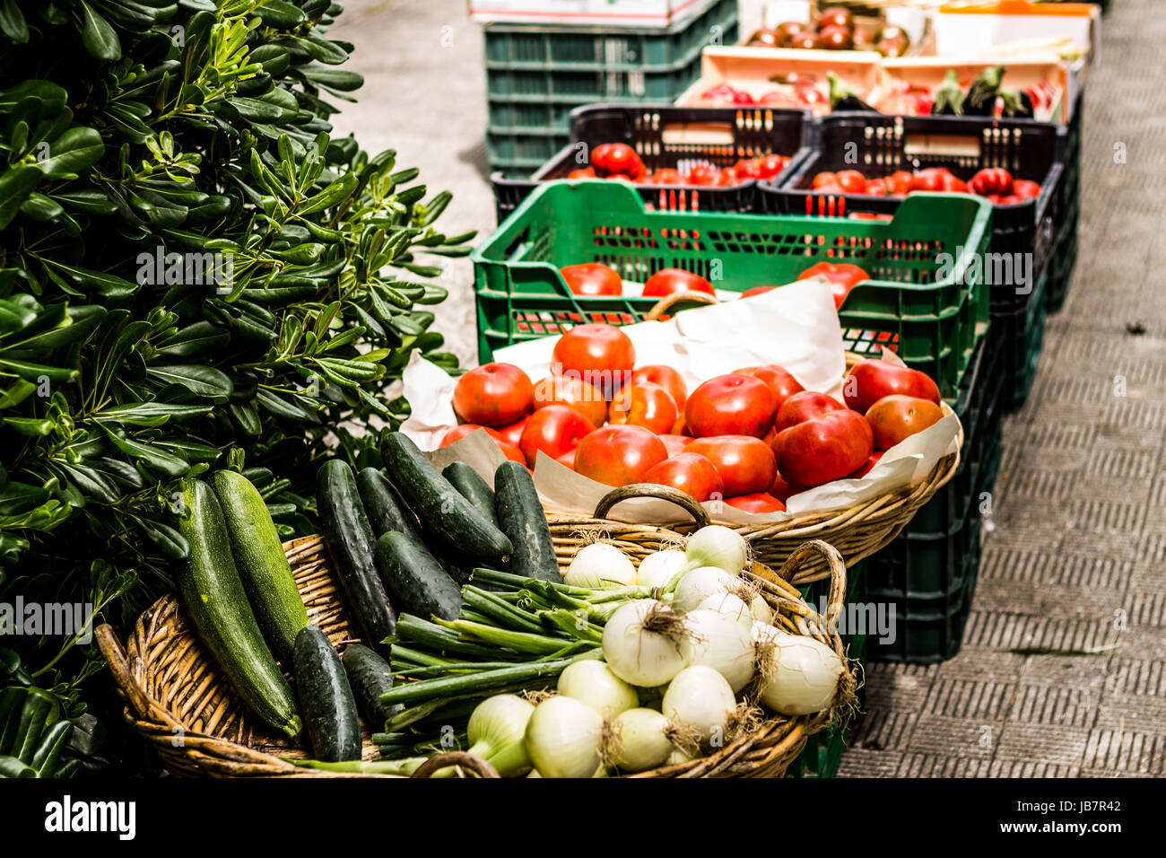 Vegetables in a street market in northern Spain Stock Photo Alamy