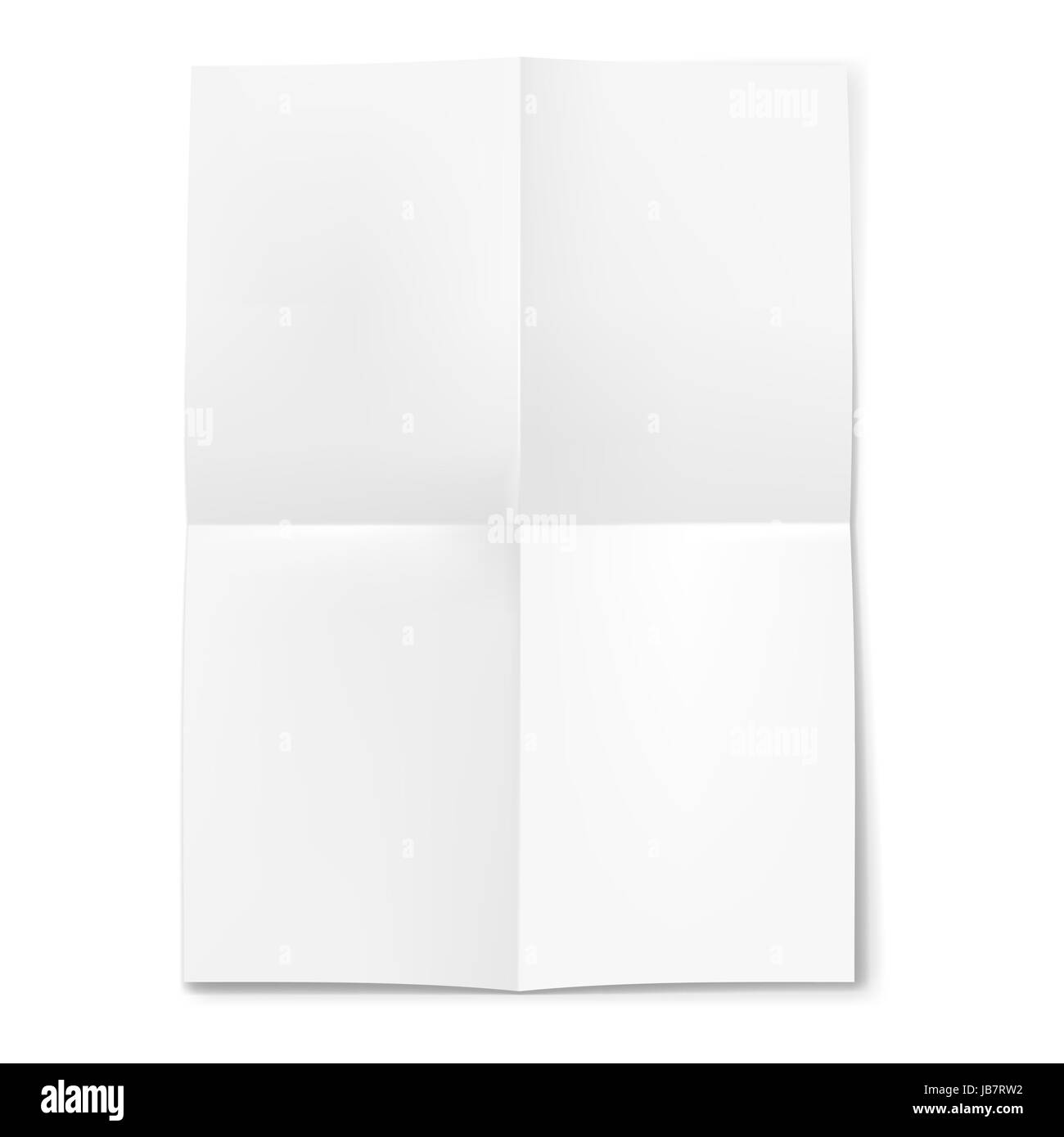 Blank sheet of paper folded in four on white background Stock Photo Alamy