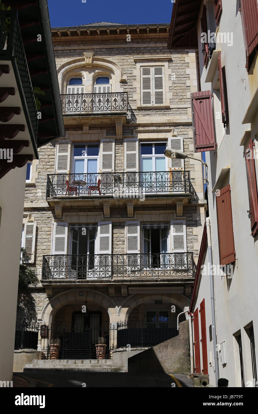 Street view of shops, bars, restaurants in Bourgd'Oisans, the Alps