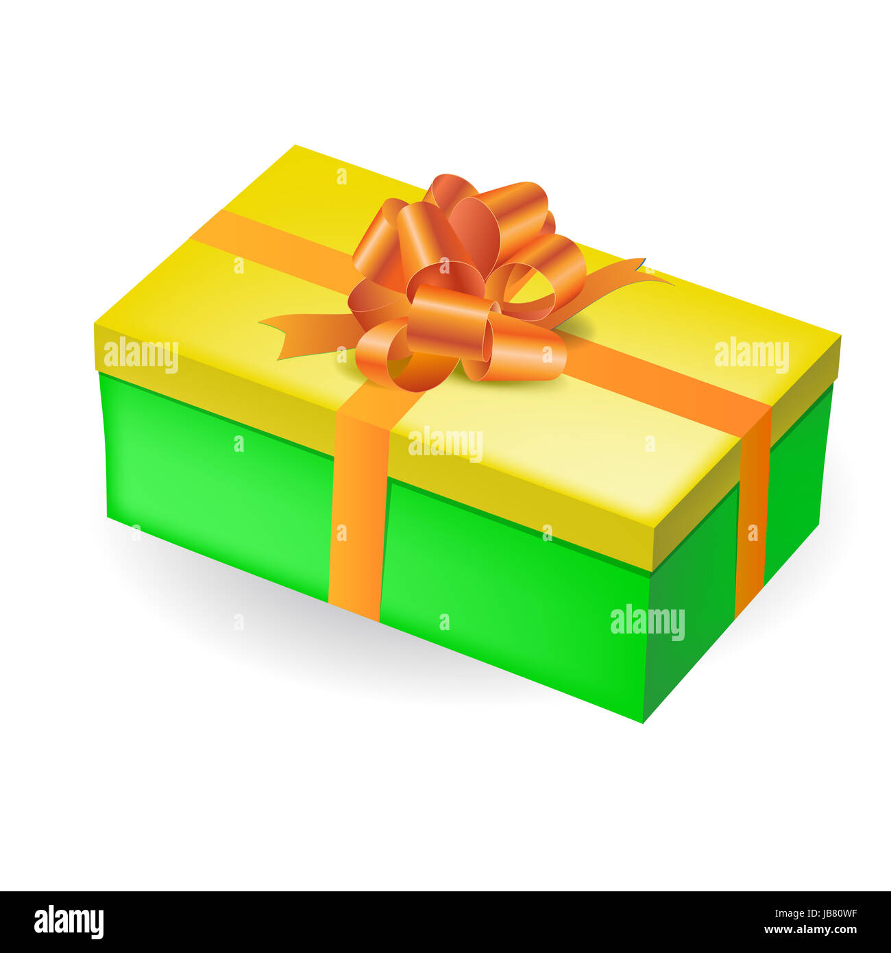 Download Rectangular Green Gift Box With Yellow Top And Shiny Orange Bow On Stock Photo Alamy Yellowimages Mockups