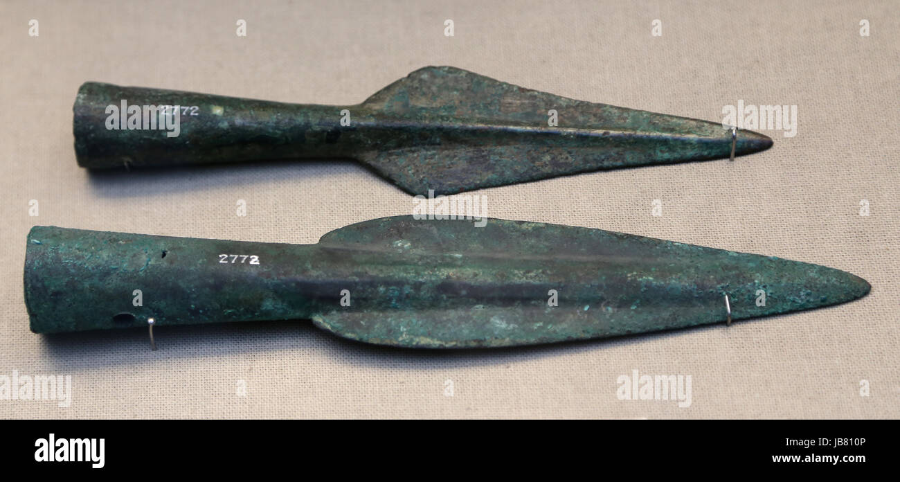 Bronze spear-heads. Greek, about 5th century BC. From Olympia. British Museum. London. United Kingdom. Stock Photo
