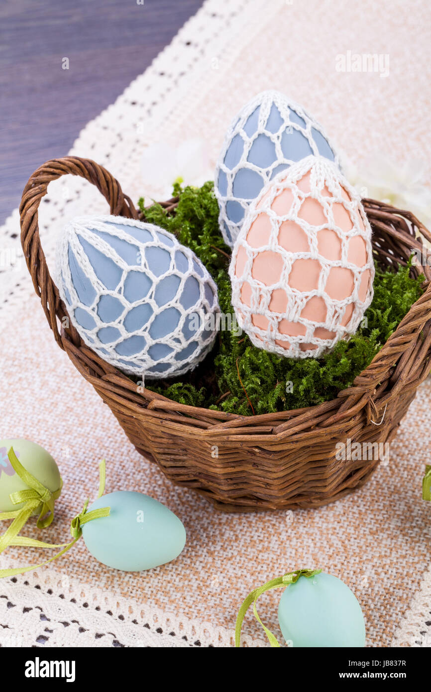 helle zarte dekorierte eier zu ostern festlich mit blume objekt details frühling Stock Photo