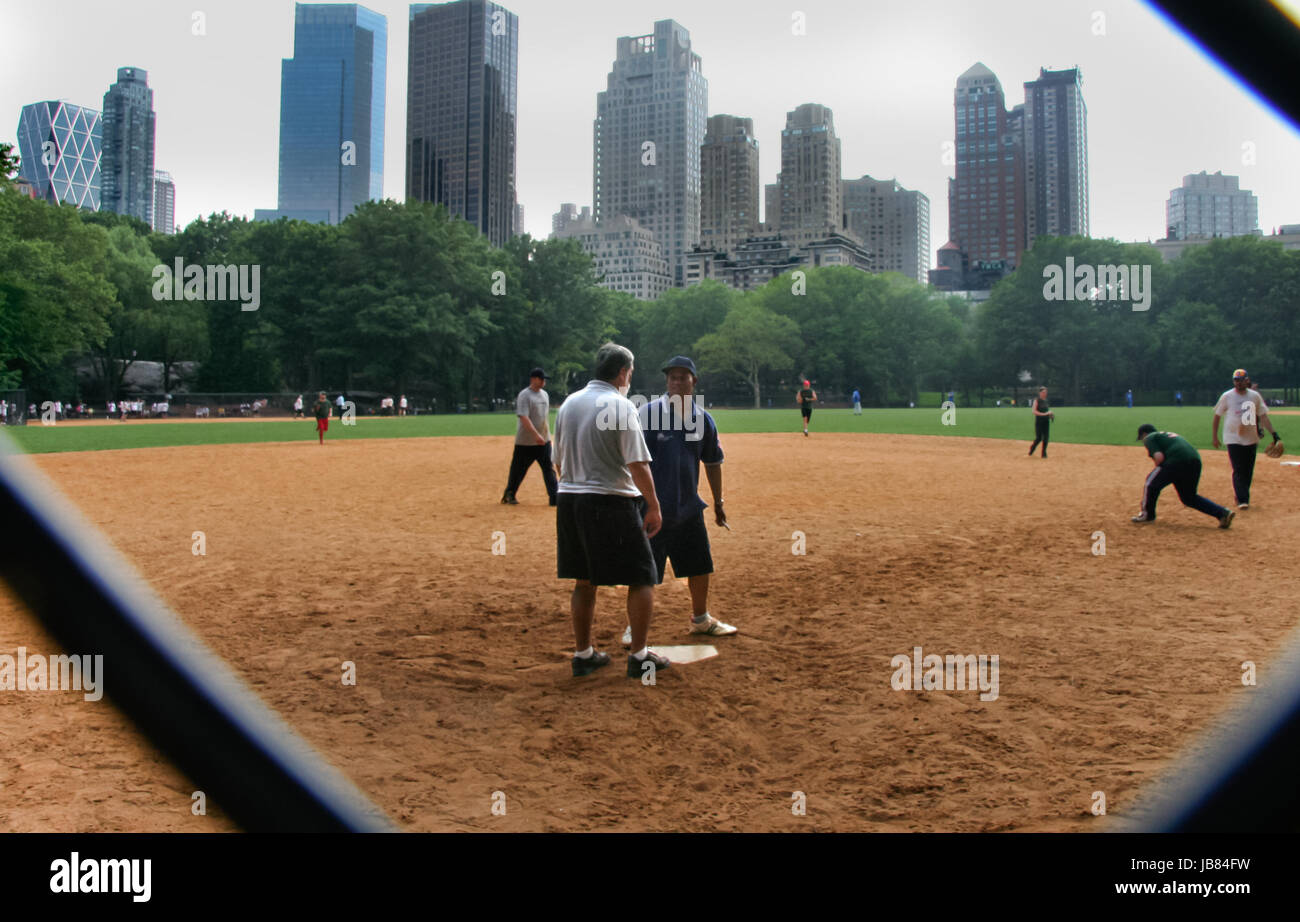 NEW YORK CITY JUNE 23 Baseball team playing at Heckscher Ballfields