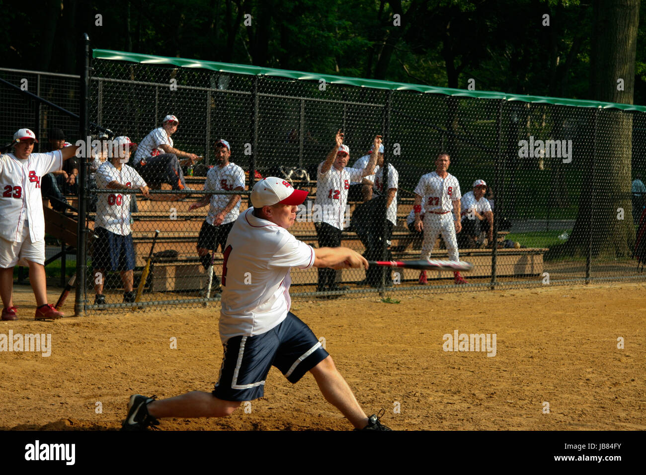 NEW YORK CITY JUNE 23 Baseball team playing at Heckscher Ballfields