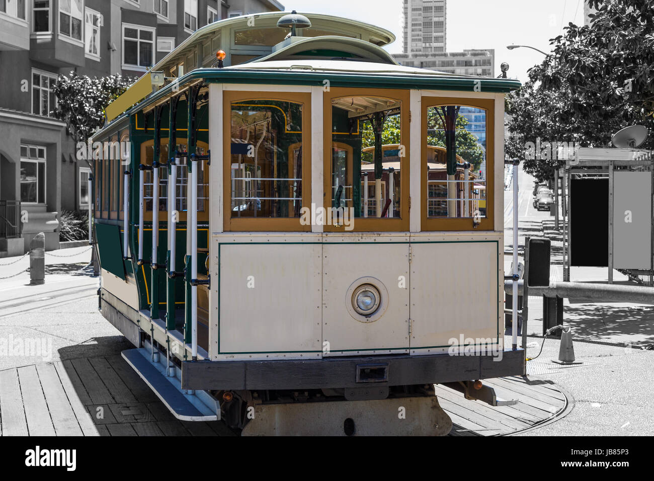 A view of a cable car turnaround in Fishermans Wharf Stock Photo