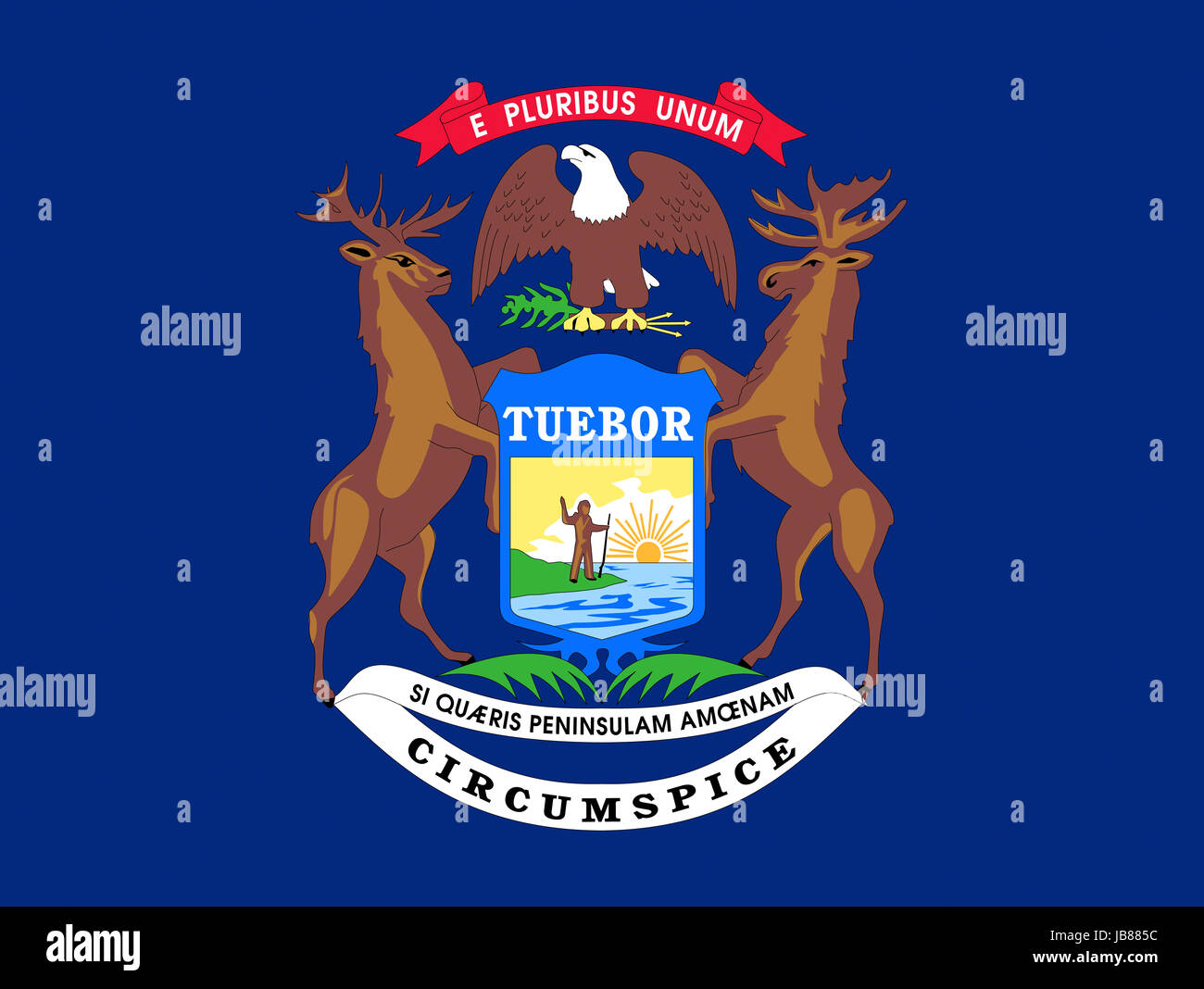 Illustration of the flag of Michigan state in America Stock Photo