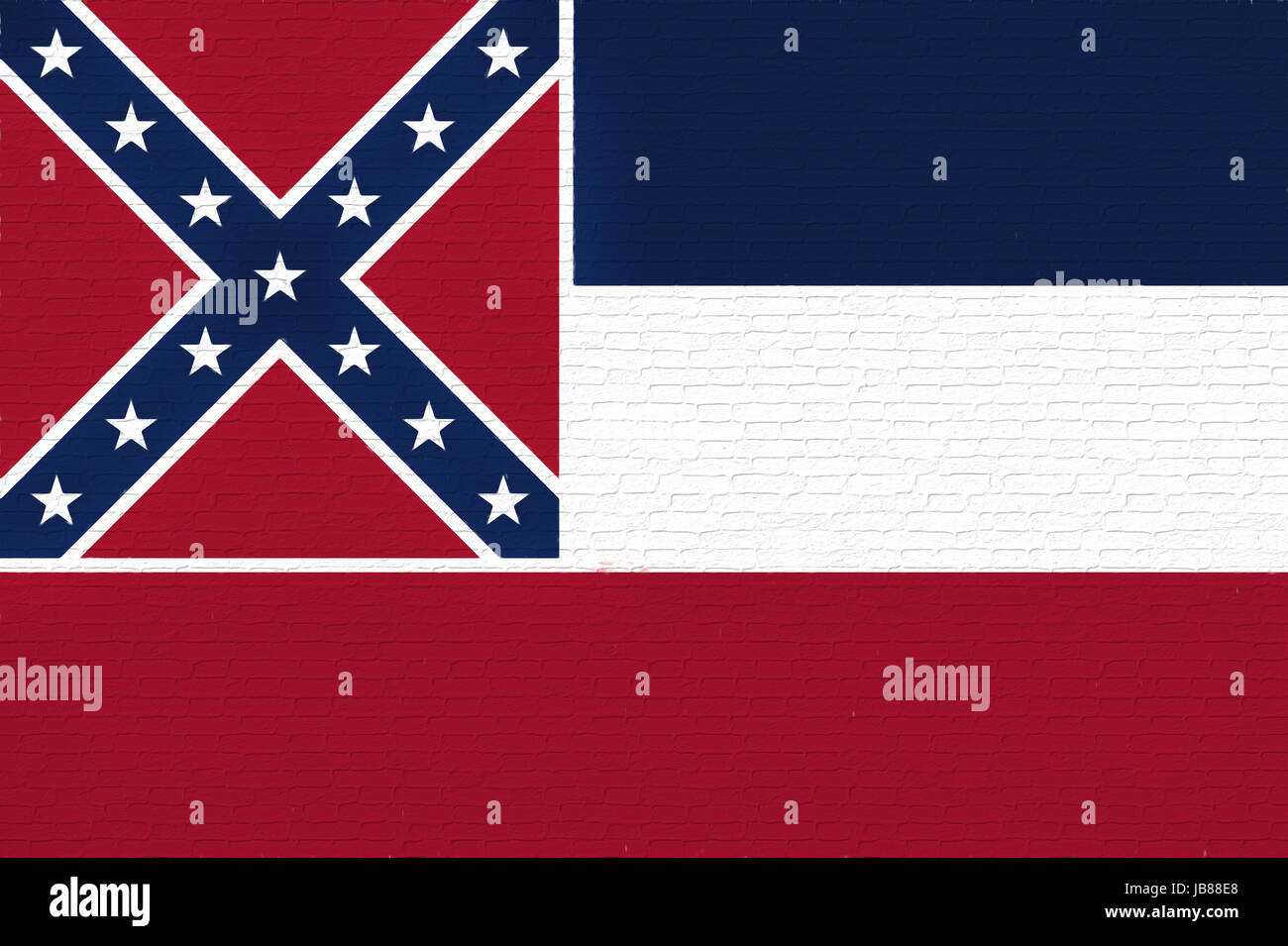 Illustration of the flag of Mississippi state in America looking like it is painted on a wall. Stock Photo