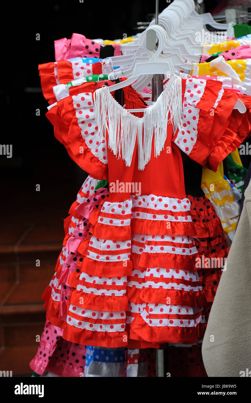 flamenco dress,red,white Stock Photo