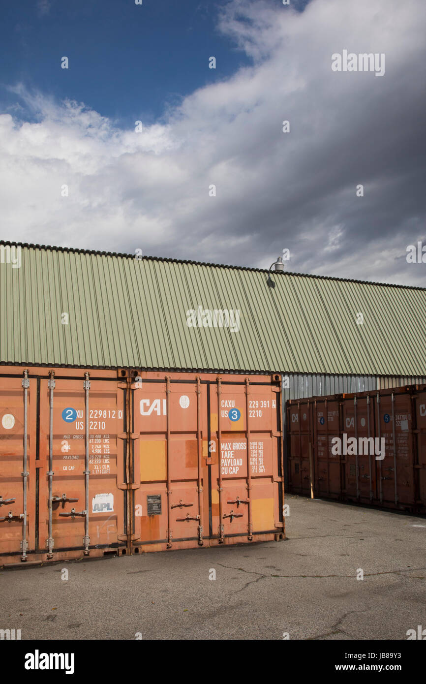 Shipping containers being used for storage, The Brewery artist's colony