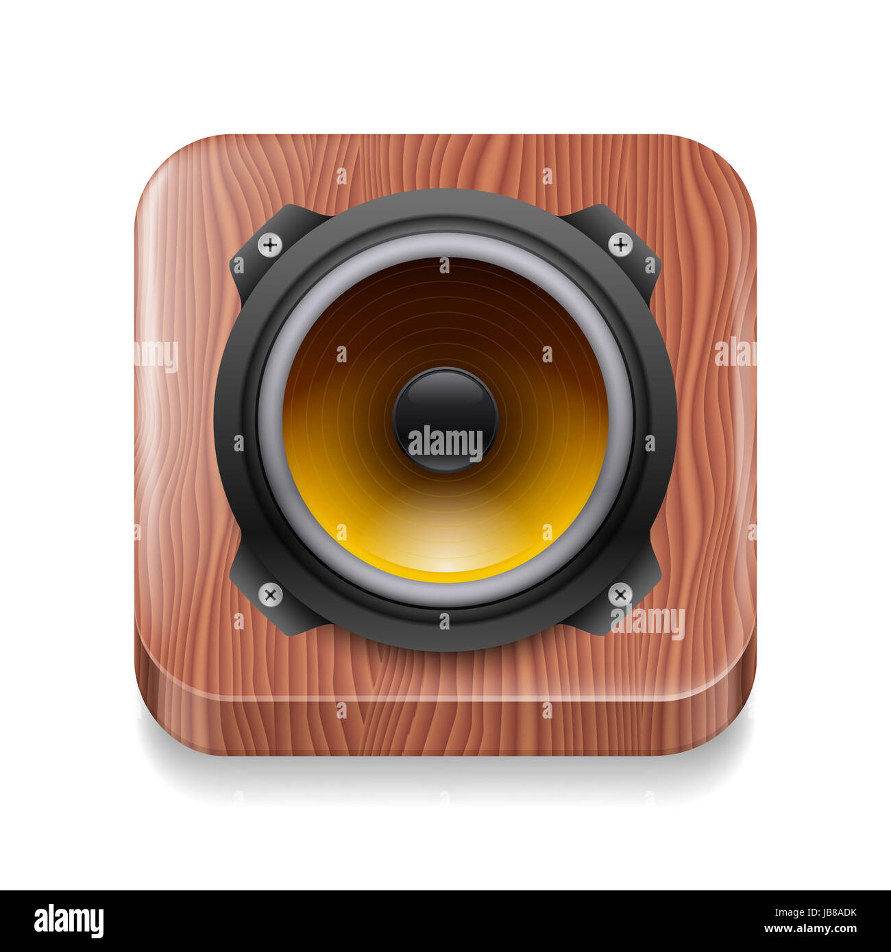 Wood framed sound speaker icon on white background Stock Photo - Alamy