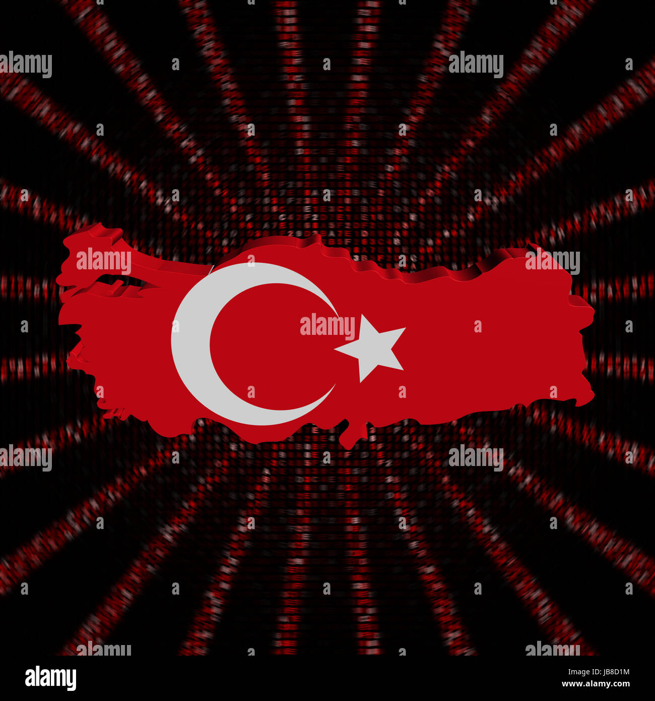 Turkey map flag on red hex code burst illustration Stock Photo - Alamy