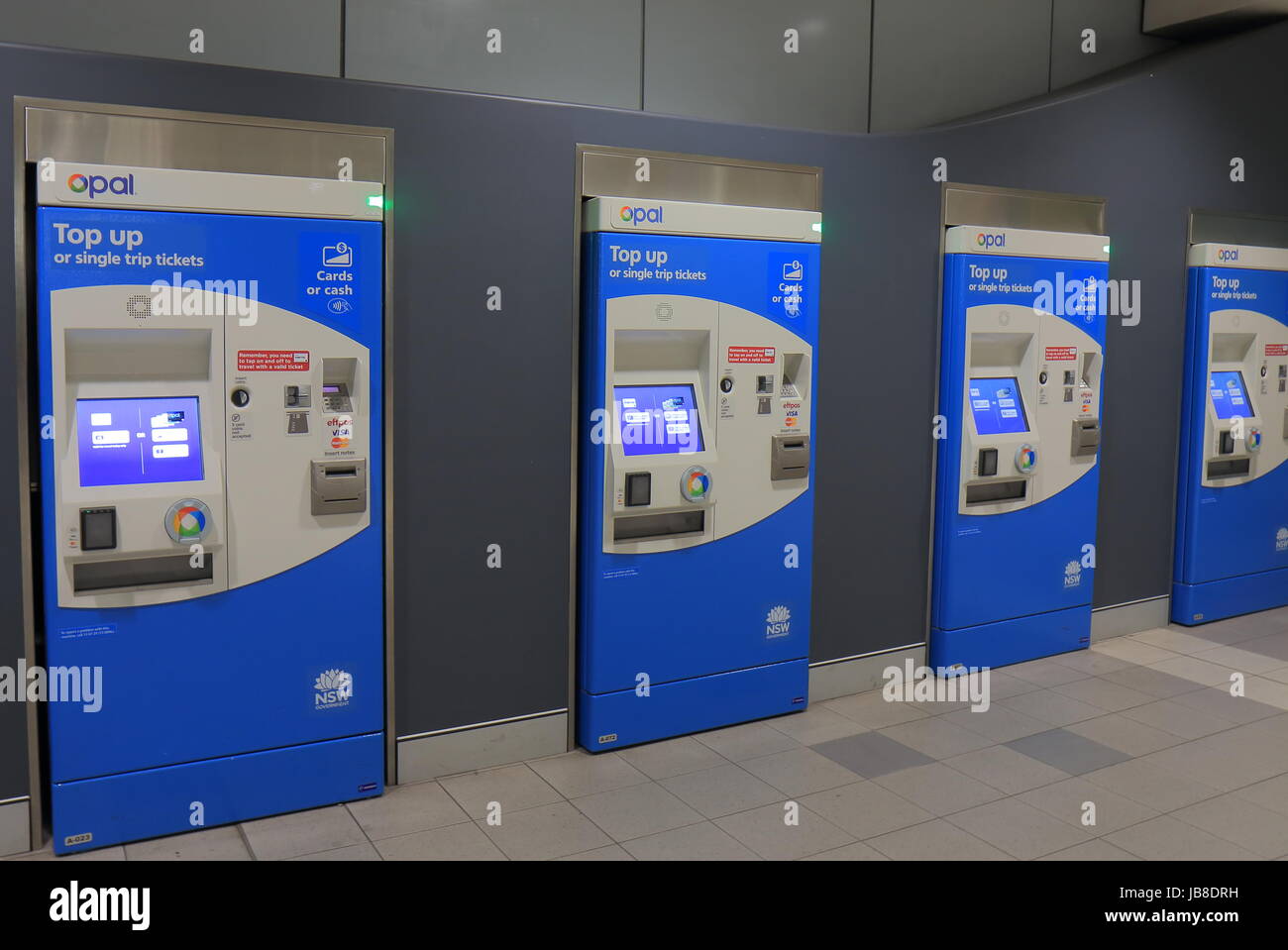 Train ticket vending machine at Sydney airport in Sydney Australia. Stock Photo