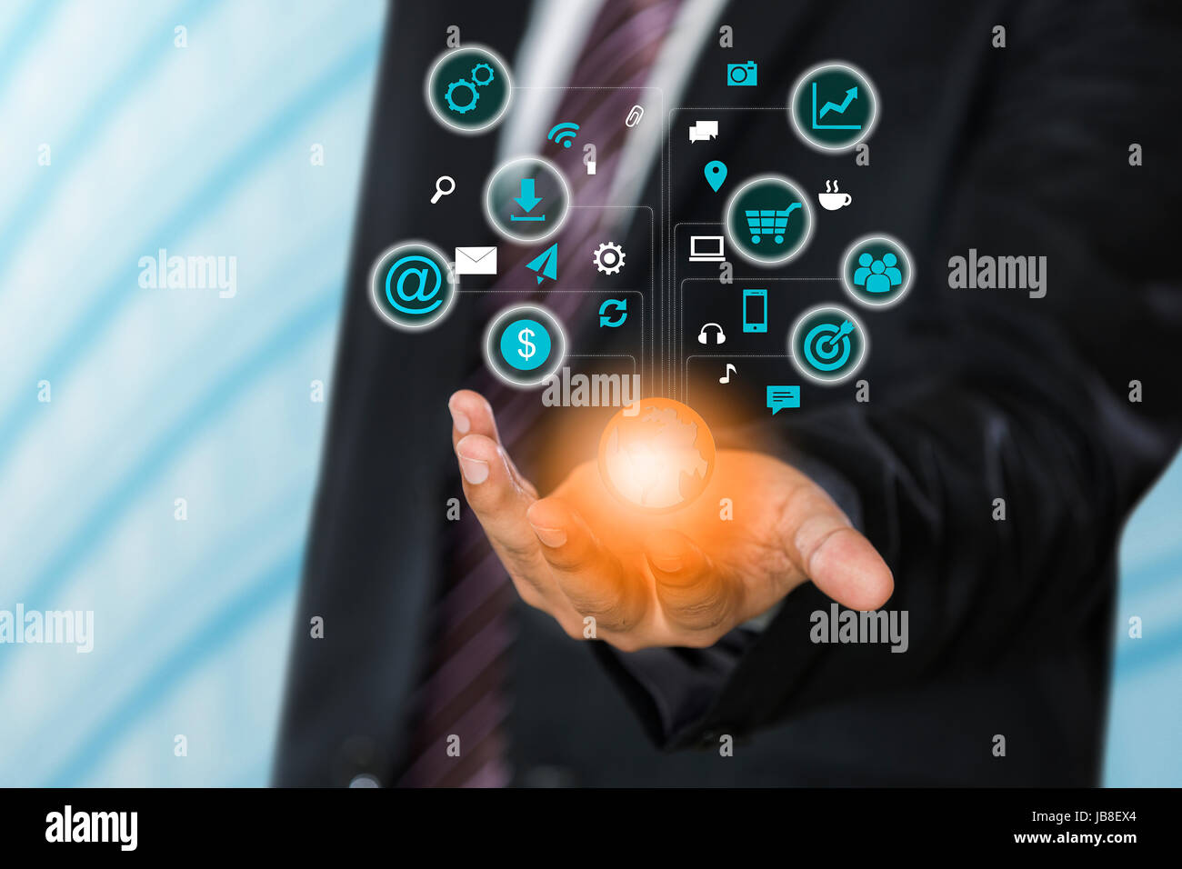 1 Businessman Digital Hand Palm Variation Icons Clip Art Stock Photo