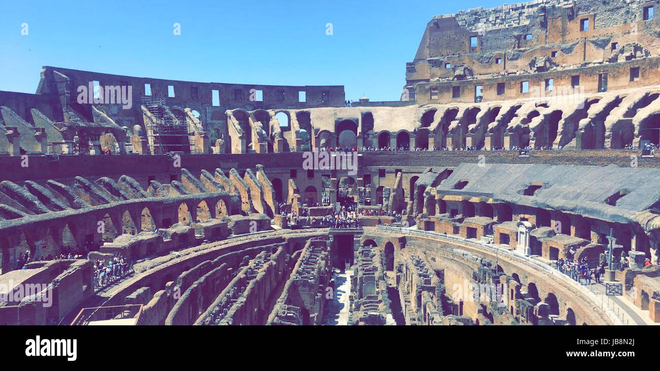 Ruins inside the Colosseum, in Rome Italy Stock Photo