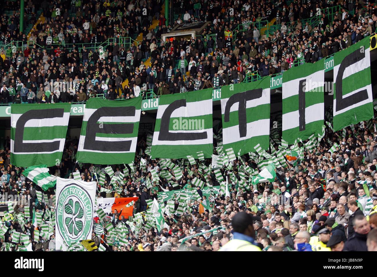 CELTIC FANS WITH BANNERS CELTIC V RANGERS CELTIC V RANGERS CELTIC PARK