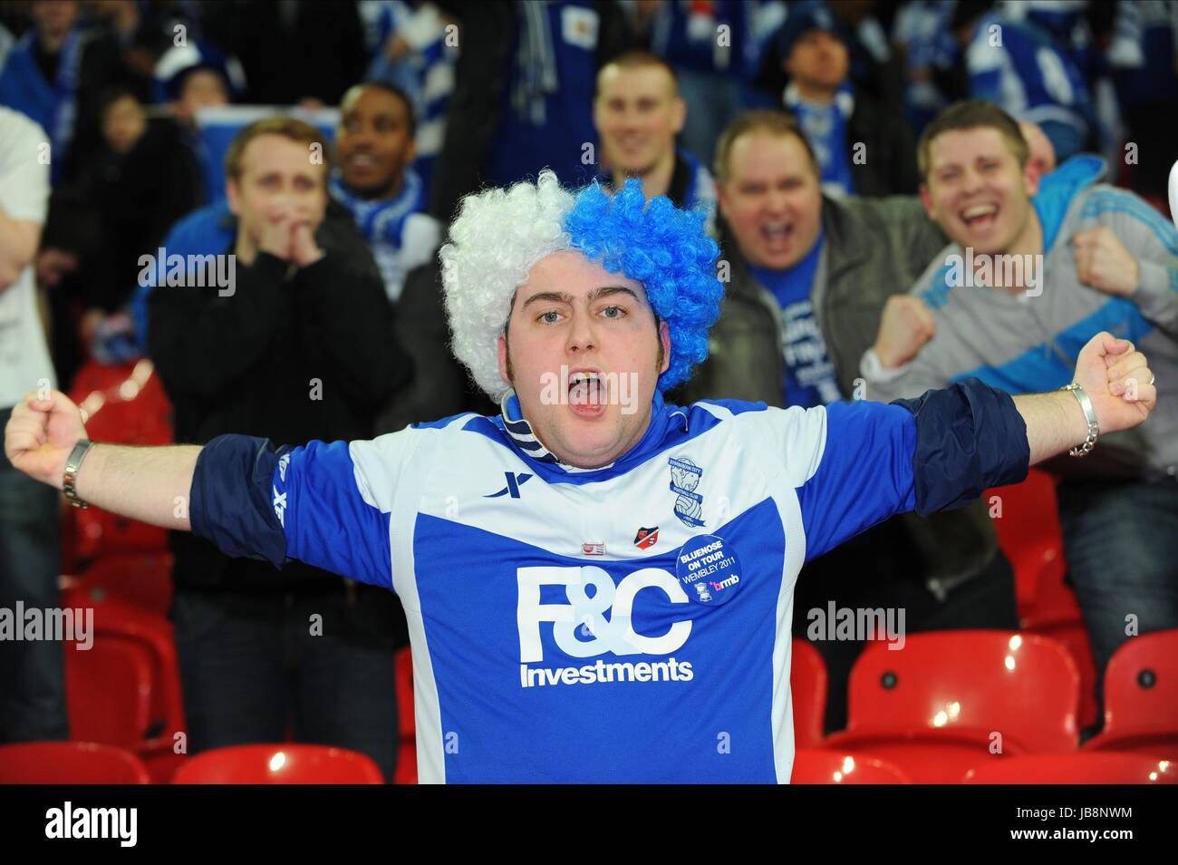 BIRMINGHAM CITY FAN CELEBRATES ARSENAL V BIRMINGHAM CITY WEMBLEY