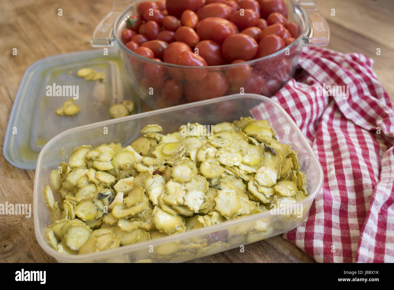 bowl of sliced zucchini at the scapece Stock Photo