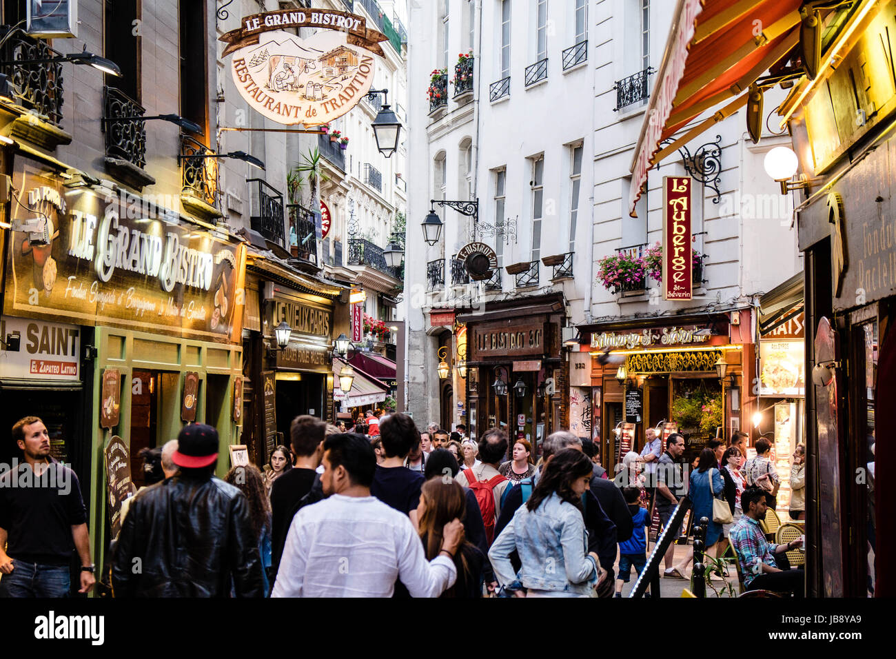 Bars and cafes at night in St GermaindesPres, Left Bank, Paris