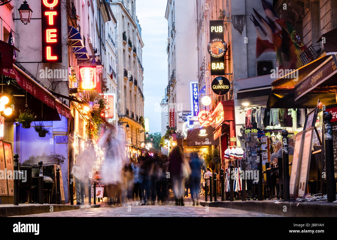 Bars and cafes at night in St GermaindesPres, Left Bank, Paris