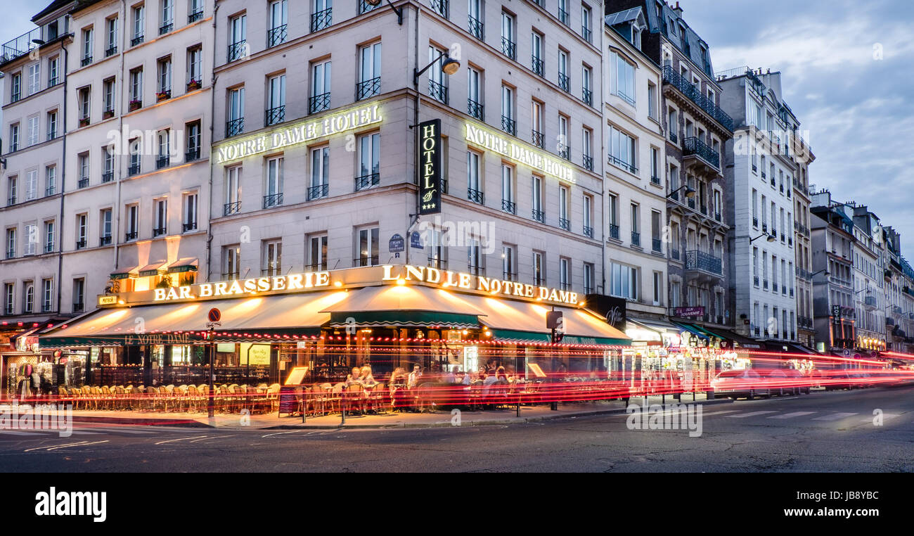 Bars and cafes at night in St GermaindesPres, Left Bank, Paris