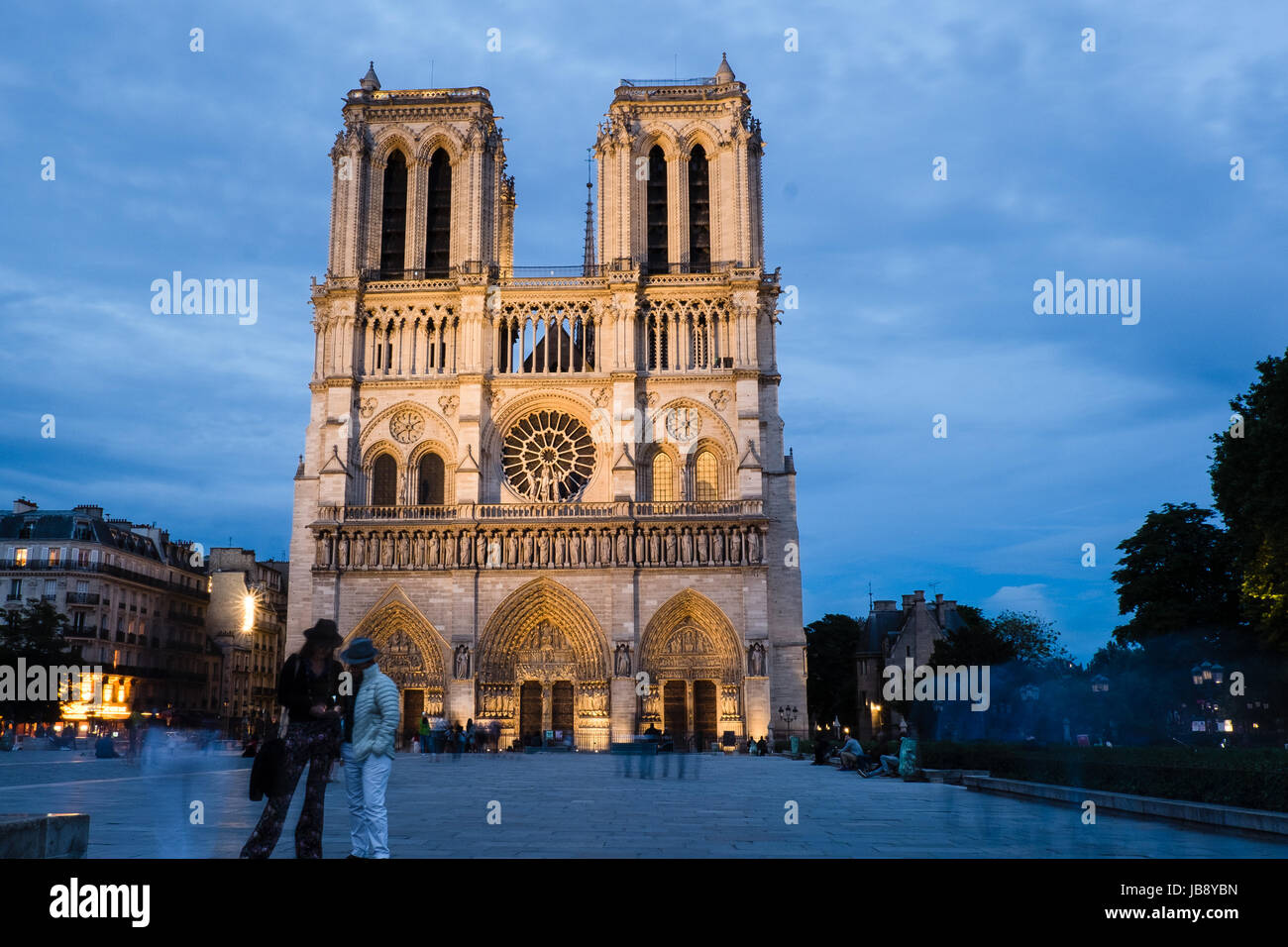 Notre Dame Cathedral during night Stock Photo - Alamy
