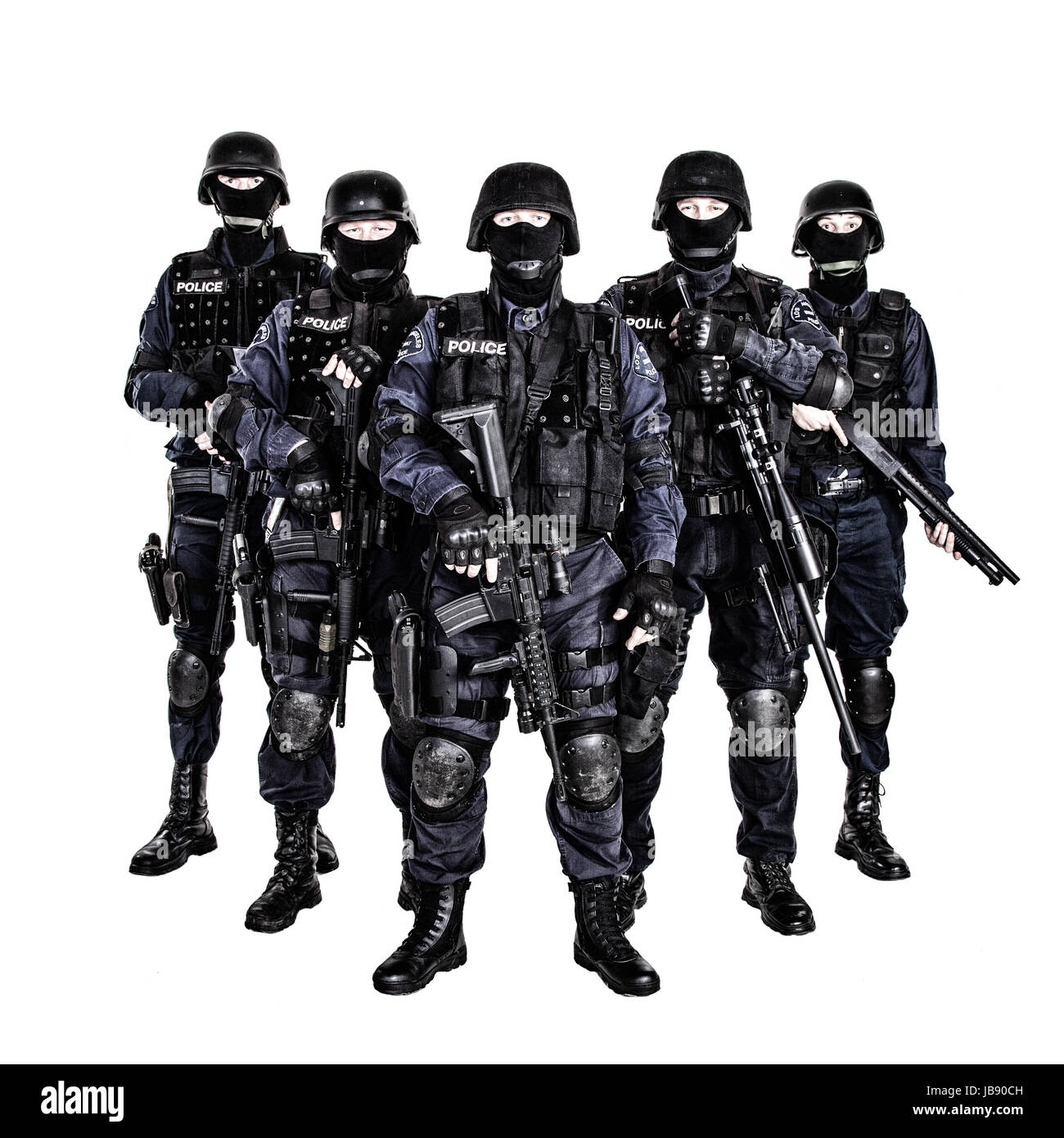 Special Weapons And Tactics SWAT Team Officers With Guns Stock Photo 