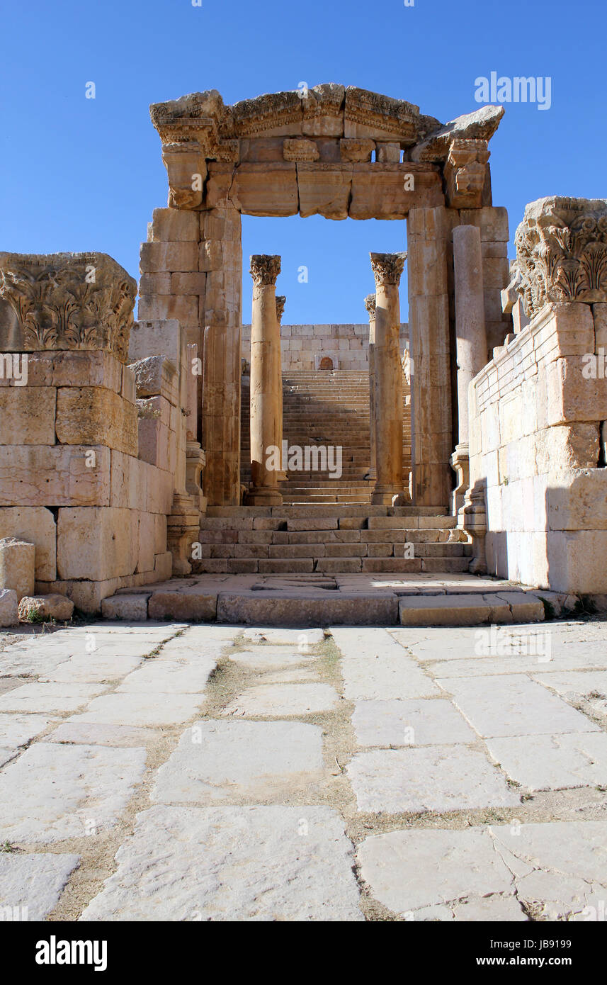 Ruins of the Greco-Roman city of Gerasa. Ancient Jerash, in Jordan ...