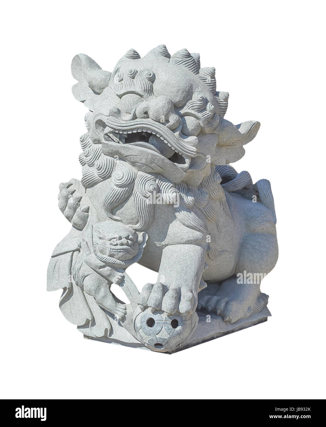 Chinese stone lion statue isolated on white background Stock Photo Alamy