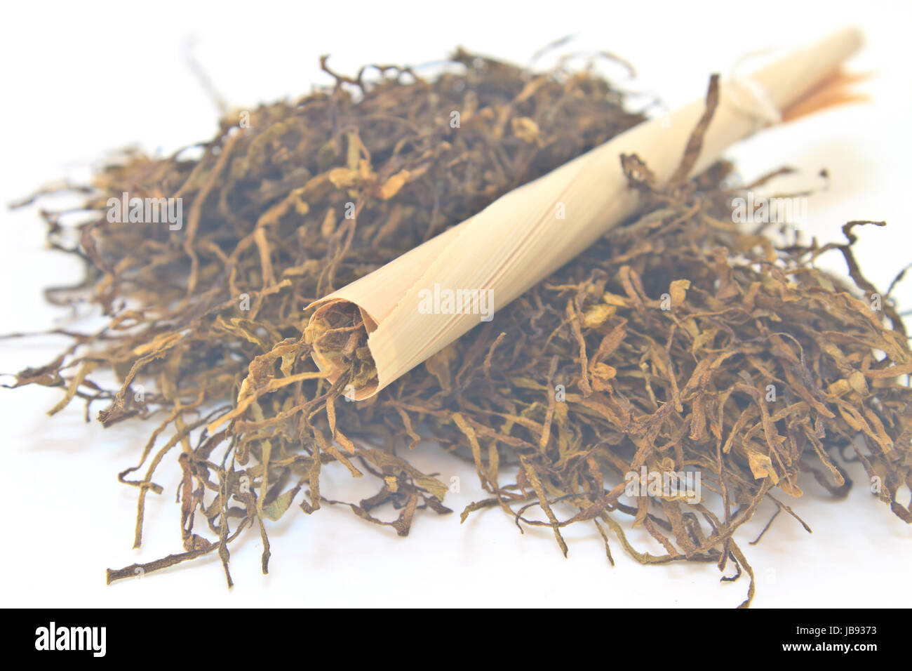 Traditional cigarettes and tobacco isolated on white background Stock Photo 