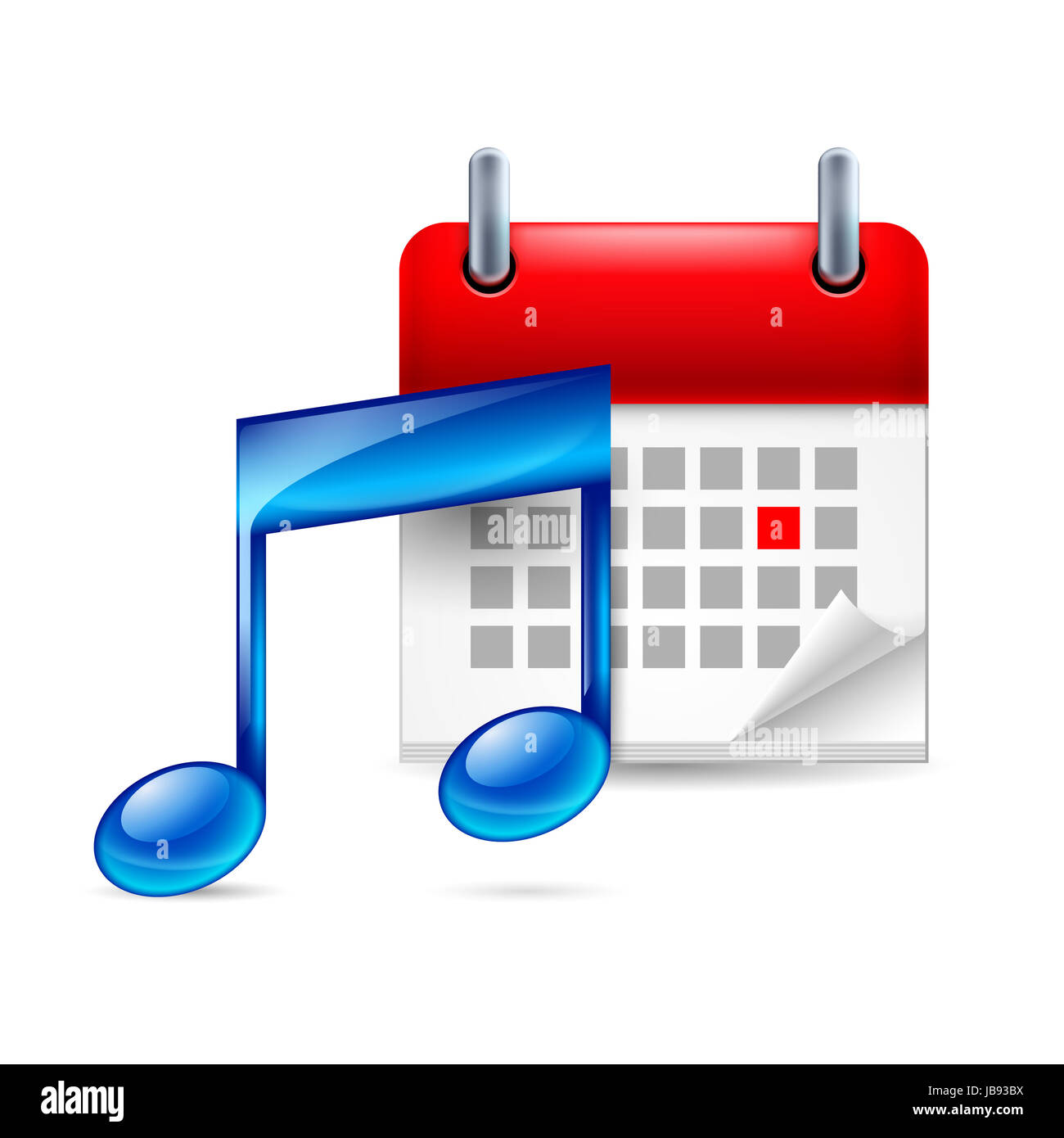 Icon of music note and calendar with marked day Stock Photo - Alamy
