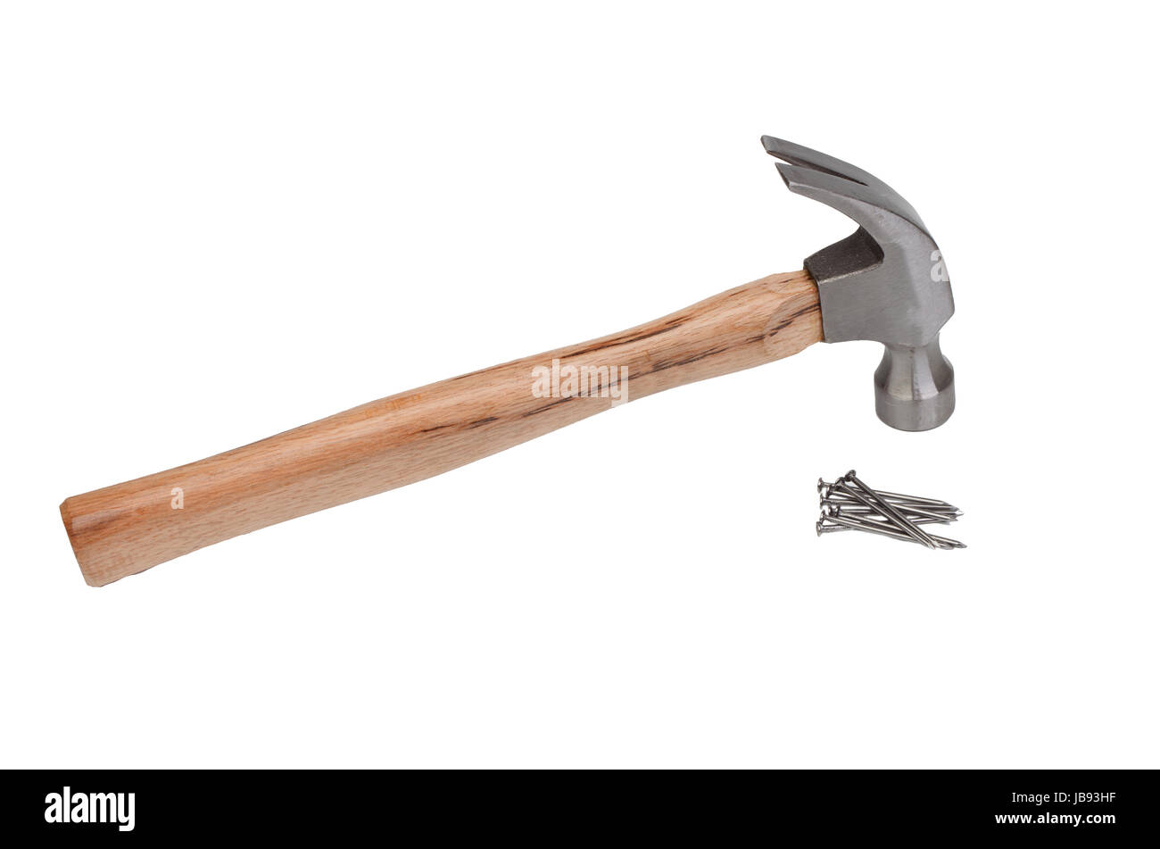 Hammer hitting a nail isolated on white background Stock Photo - Alamy