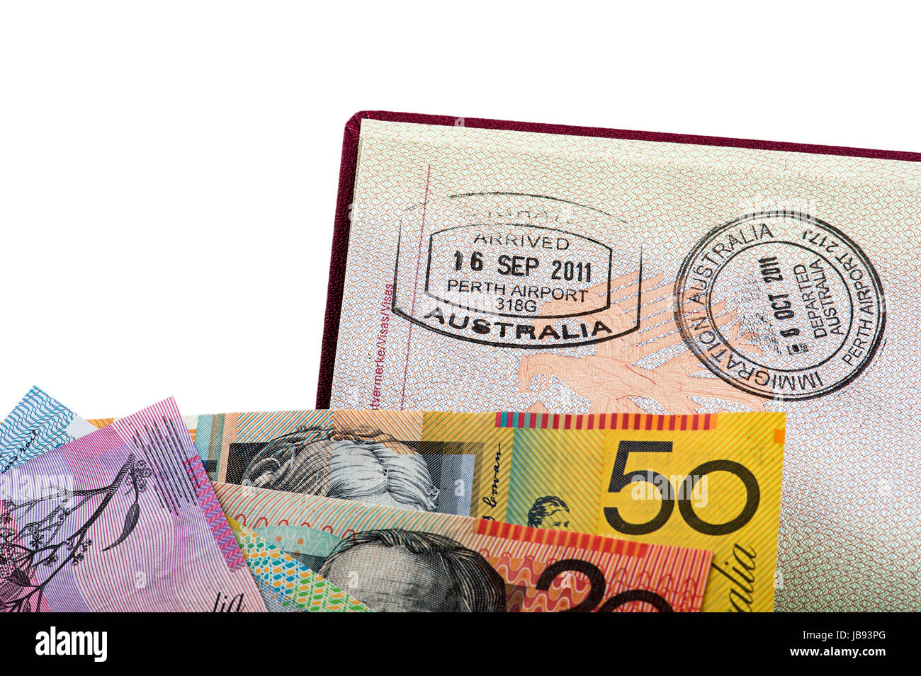 Pass mit Australischen Dollars Stock Photo