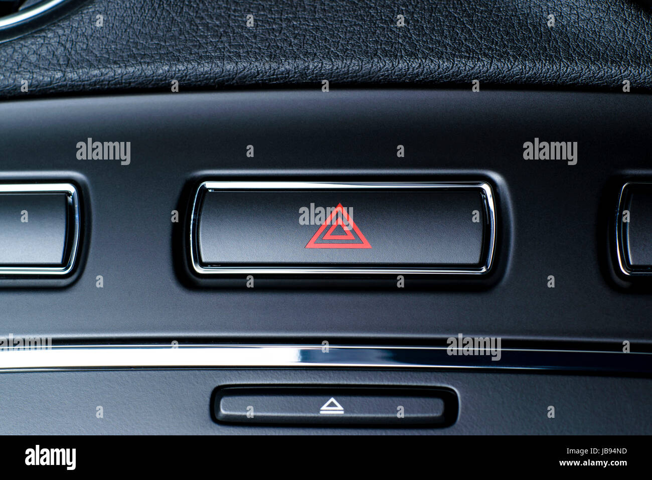 Button of vehicle, car hazard warning flashers button with visible red