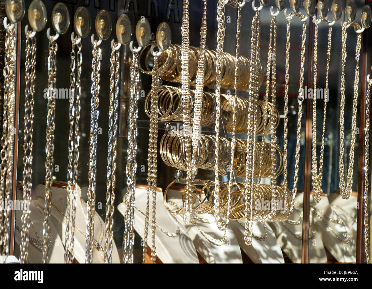image of a Window display of jewelry shop, macedonian old turkish bazaar in  Skopje, Macedonia Stock Photo - Alamy