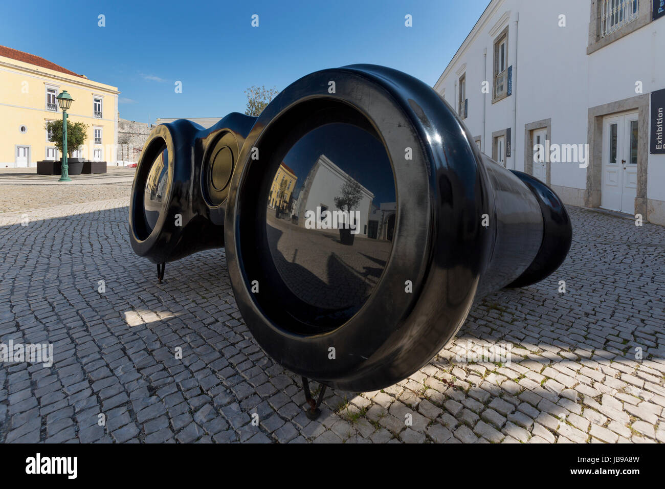 Large binoculars in the courtyard of Cascais Cidadela Portugal Stock Photo