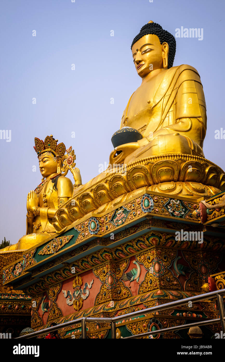 Buddha's at Swayambhunath, or the Monkey Temple in Kathmandu;Nepal. Stock Photo