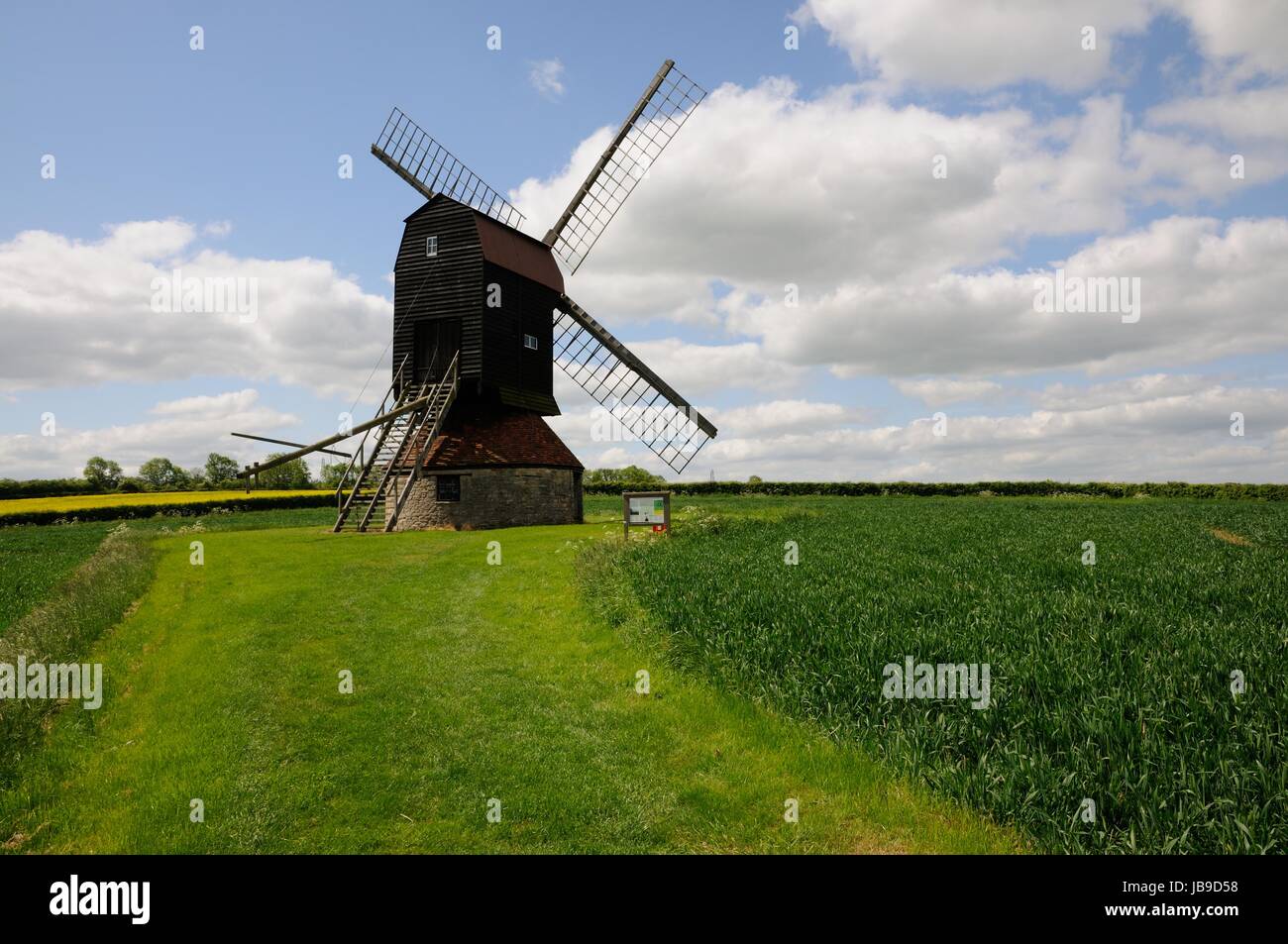 Stevington Windmill, Stevington, Bedfordshire, is the only surviving post mill in the county it was a working mill until 1936. Stock Photo