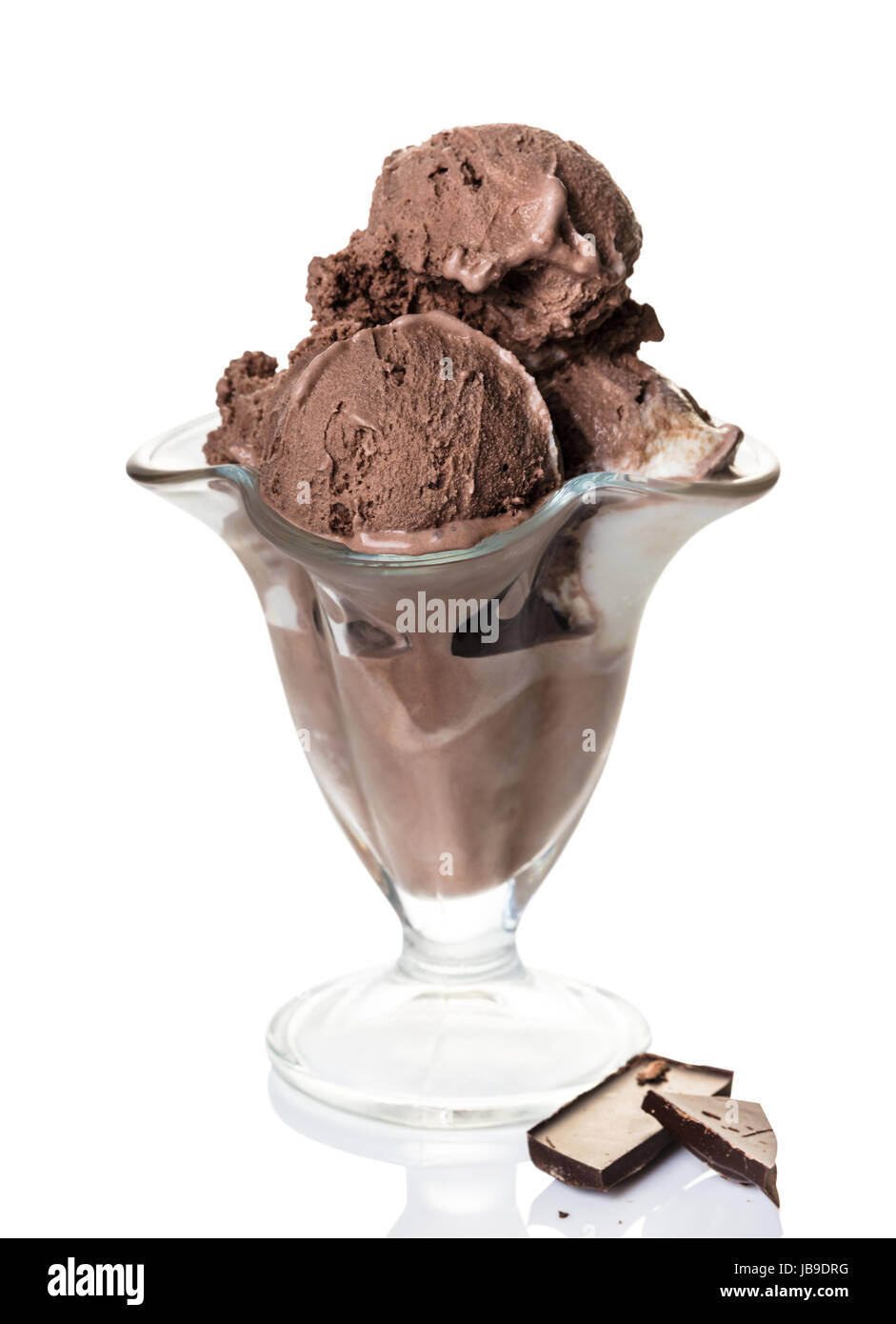 chocolate ice cream in a glass bowl on white background Stock Photo - Alamy