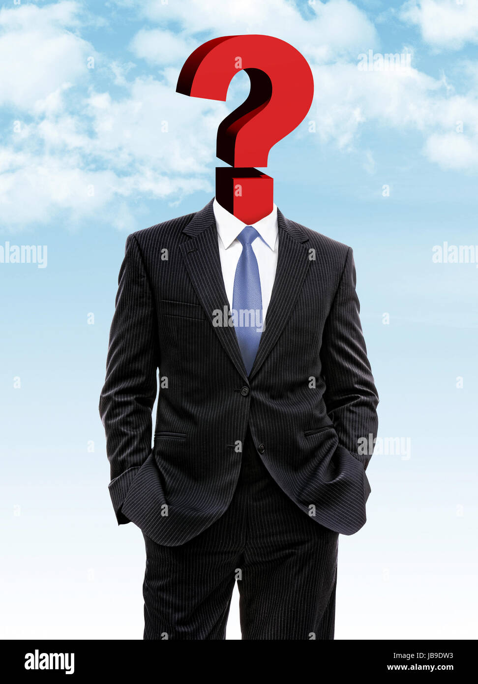business man with question mark instead of head, 3d illustration Stock Photo
