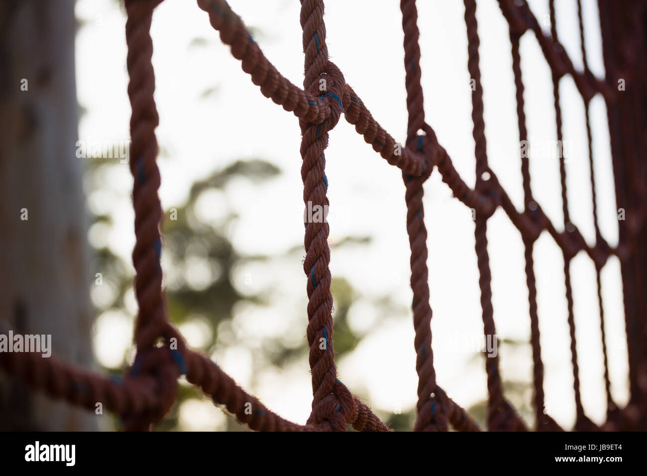 Close-up of net rope during obstacle course Stock Photo