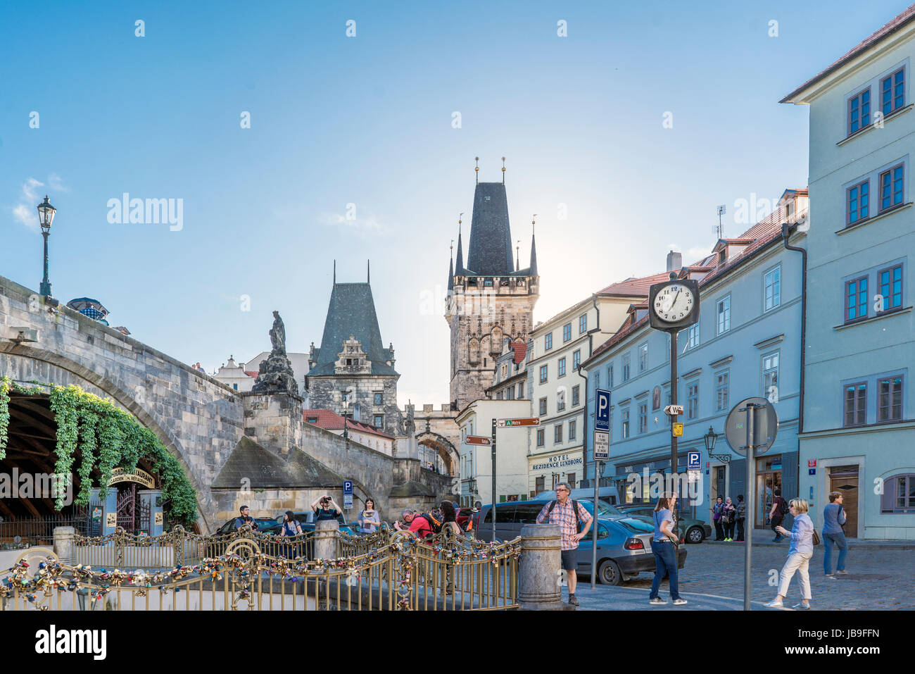 Prague, Czech Republic. May 28, 2017. Place called 'na kampe' next to the last arch of Charles Bridge, Prague. Stock Photo