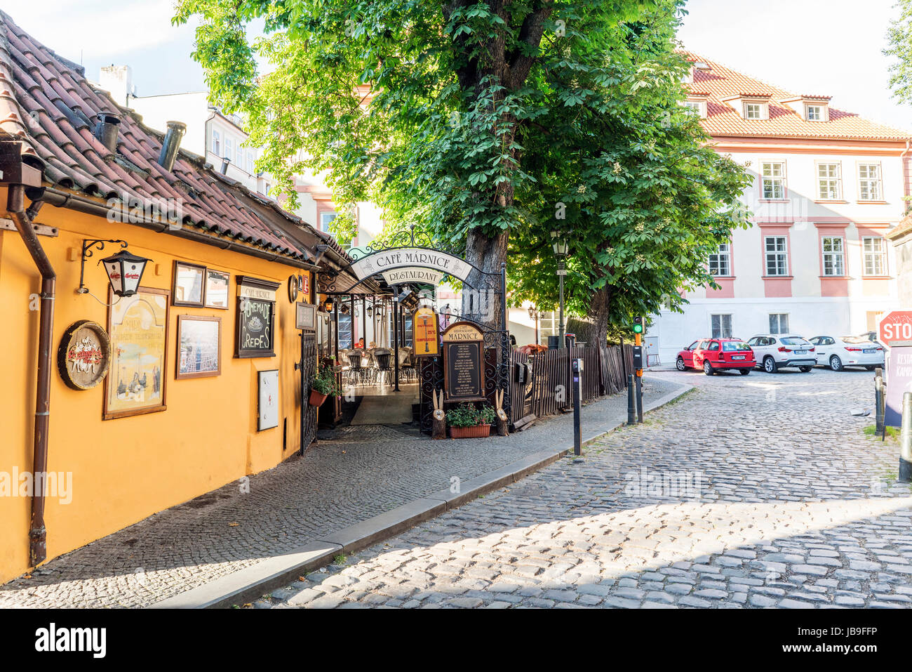 Prague, Czech Republic. May 28, 2017. Place called 'na kampe' next to the last arch of Charles Bridge, Prague. Stock Photo