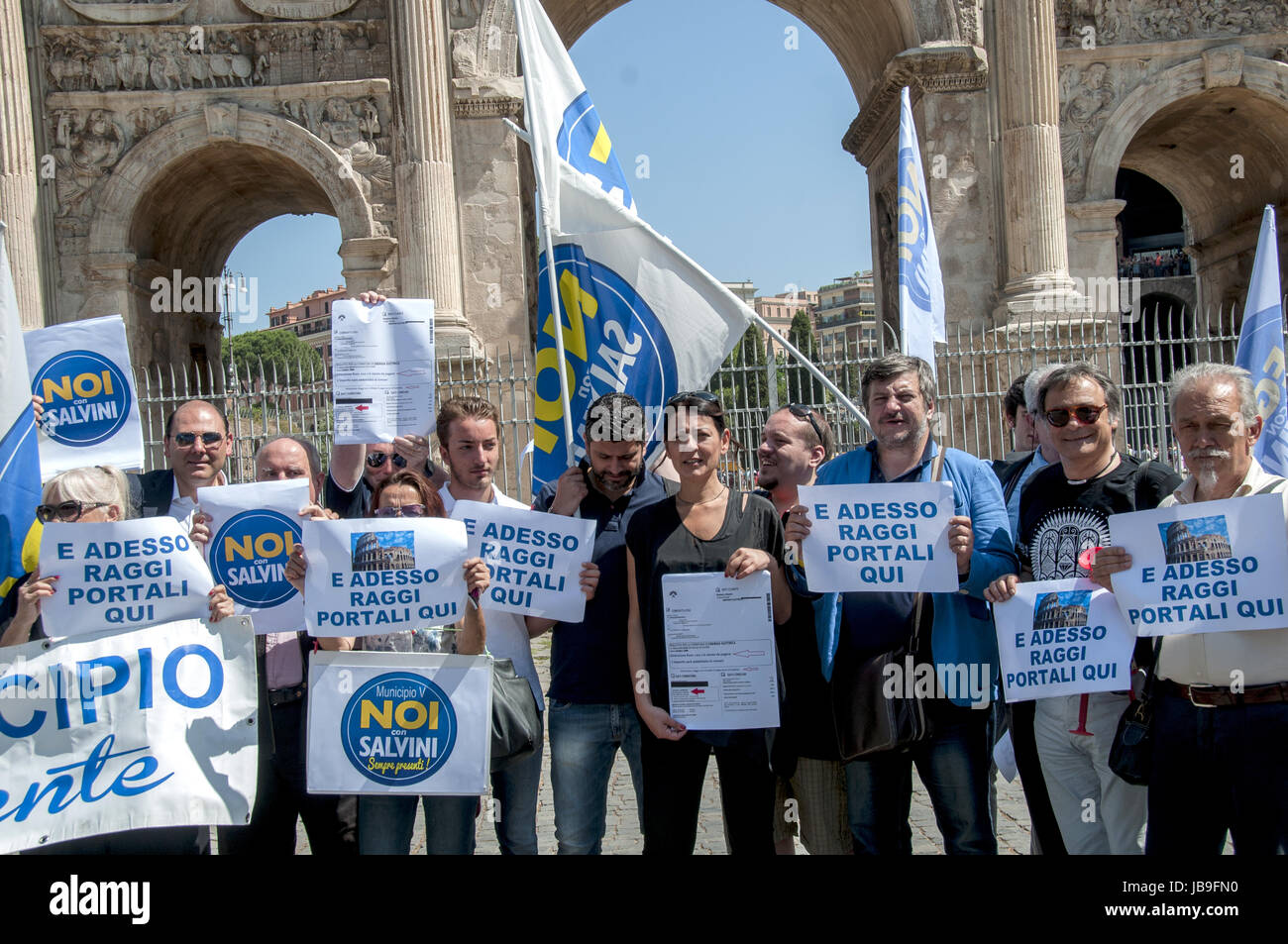 Rome, Italy. 09th June, 2017. A protest against Mayor Virginia Raggi's ...