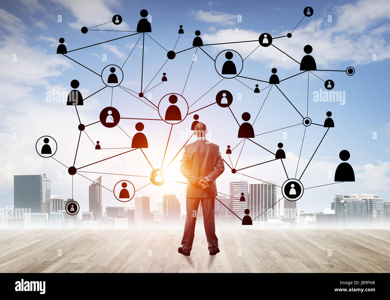 Social connection concept drawn on screen as symbol for teamwork and ...
