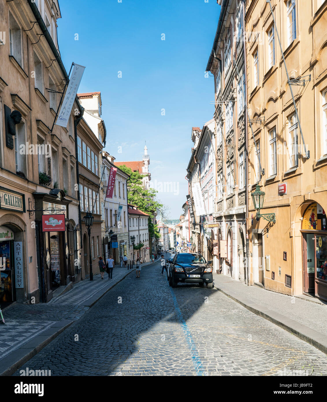 Prague, Czech Republic, May 28, 2017.View of the Nerudova street near
