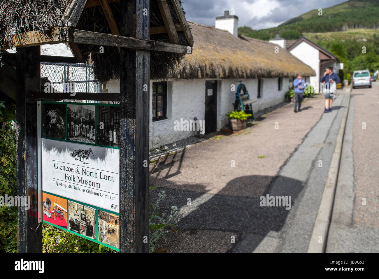 Glencoe & North Lorn Folk Museum in restored cottage with thatched roof, Lochaber, Scottish Highlands, Scotland, UK Stock Photo