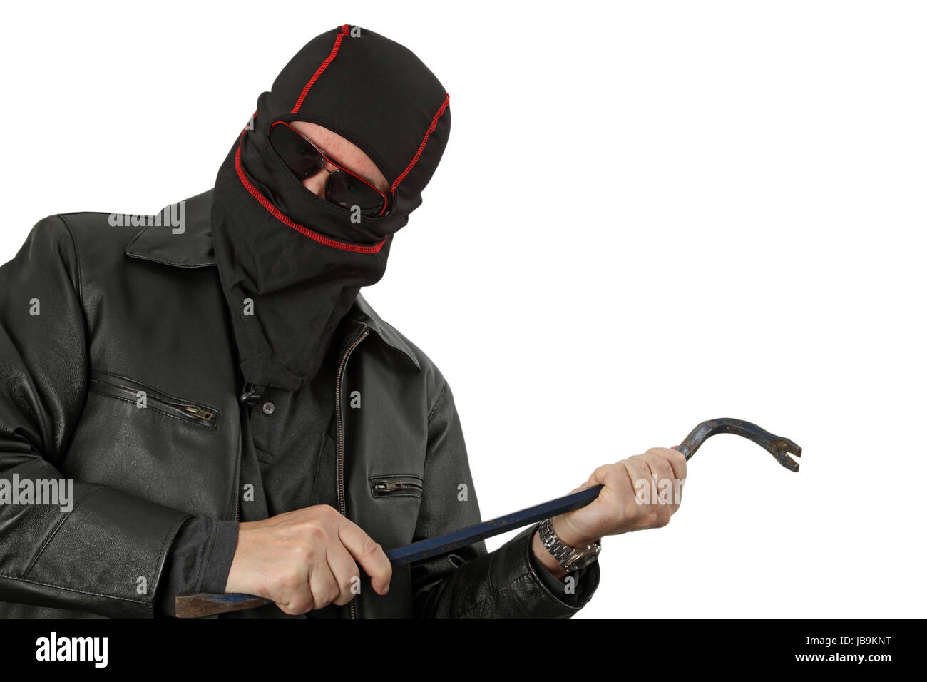Criminal theme gangster with a chisel studio isolated Stock Photo Alamy