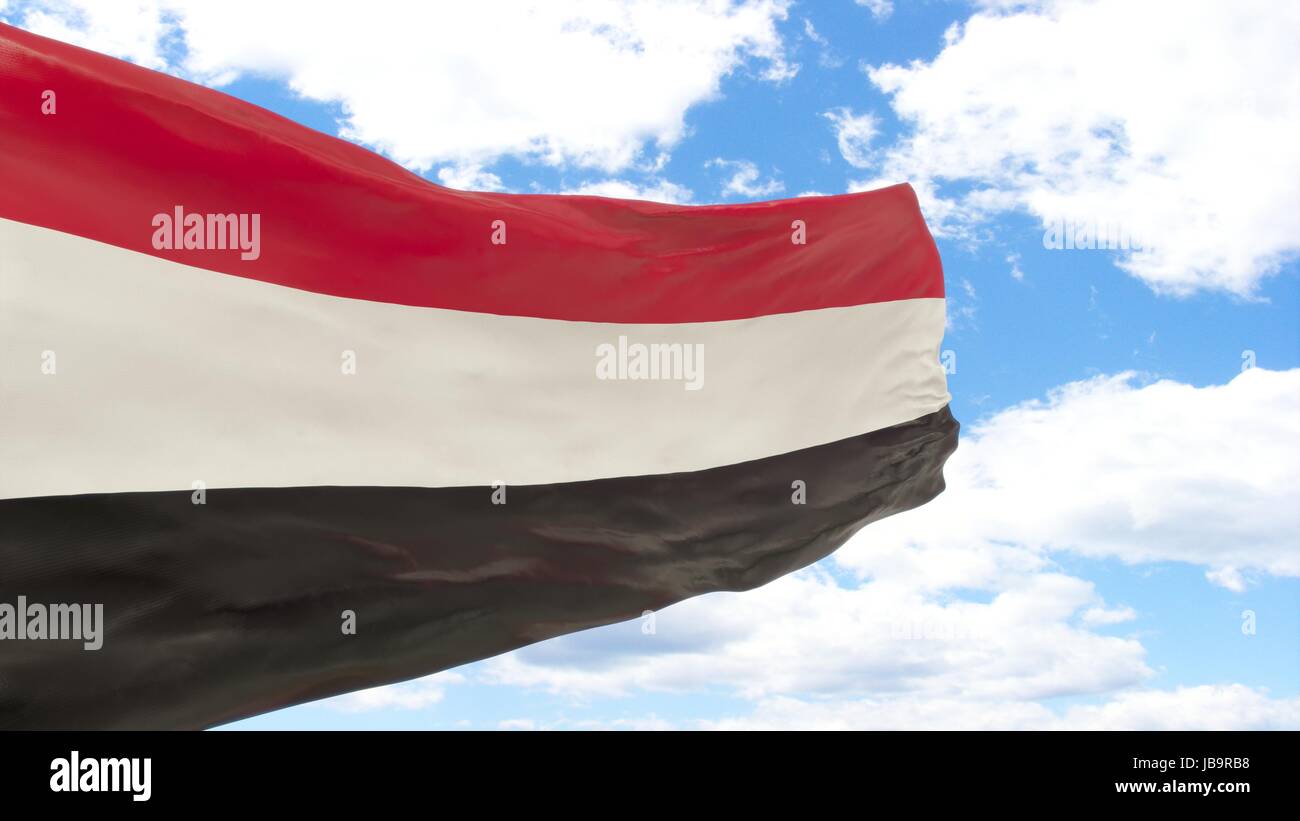 Waving flag of Yemen Stock Photo