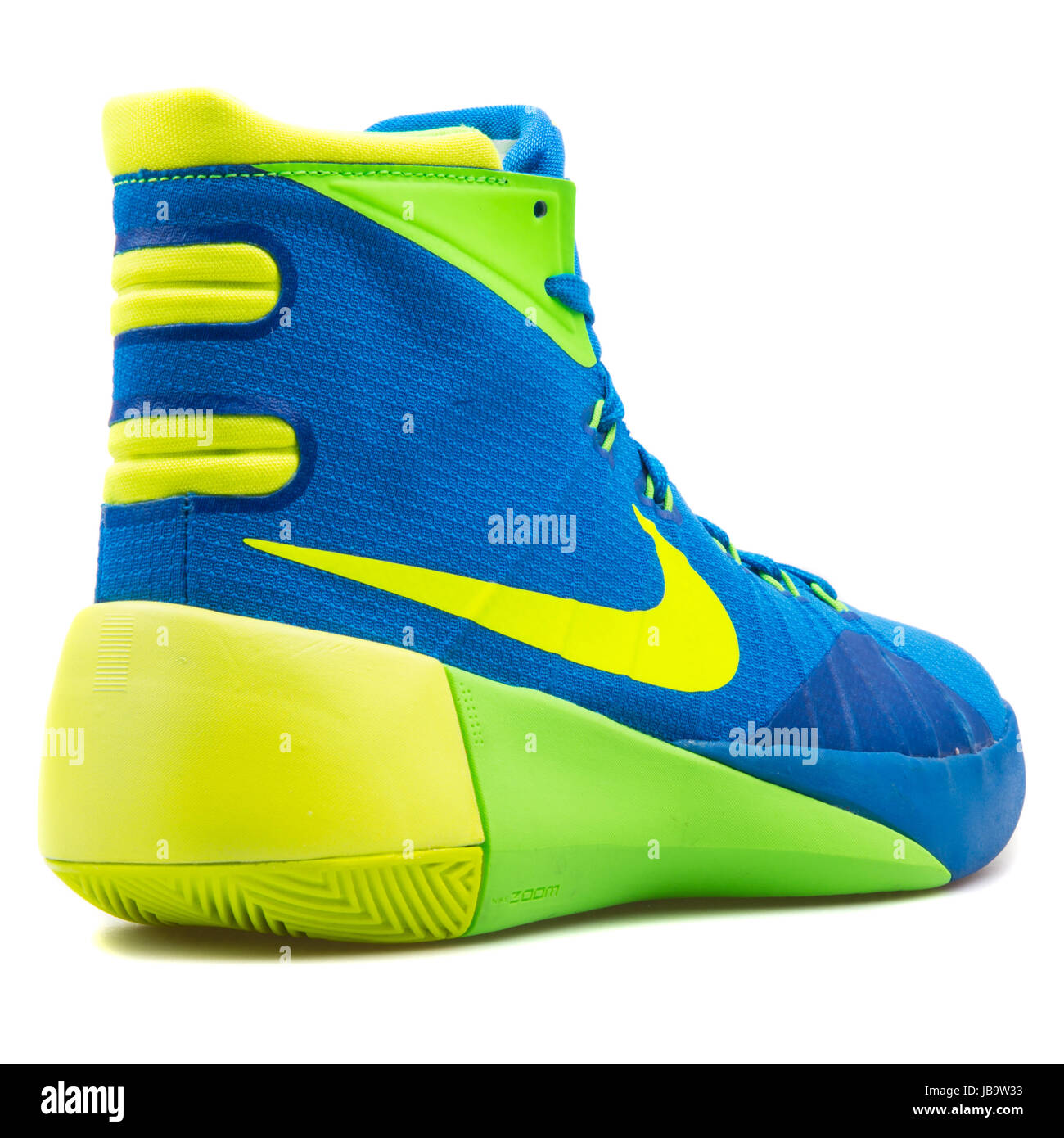 Hyperdunk 2015 (GS) Blue, Green and Yellow Youth's Shoes - 759974-473 Stock Photo -
